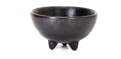Dreibeinige Räucherschale Keramik, schwarz