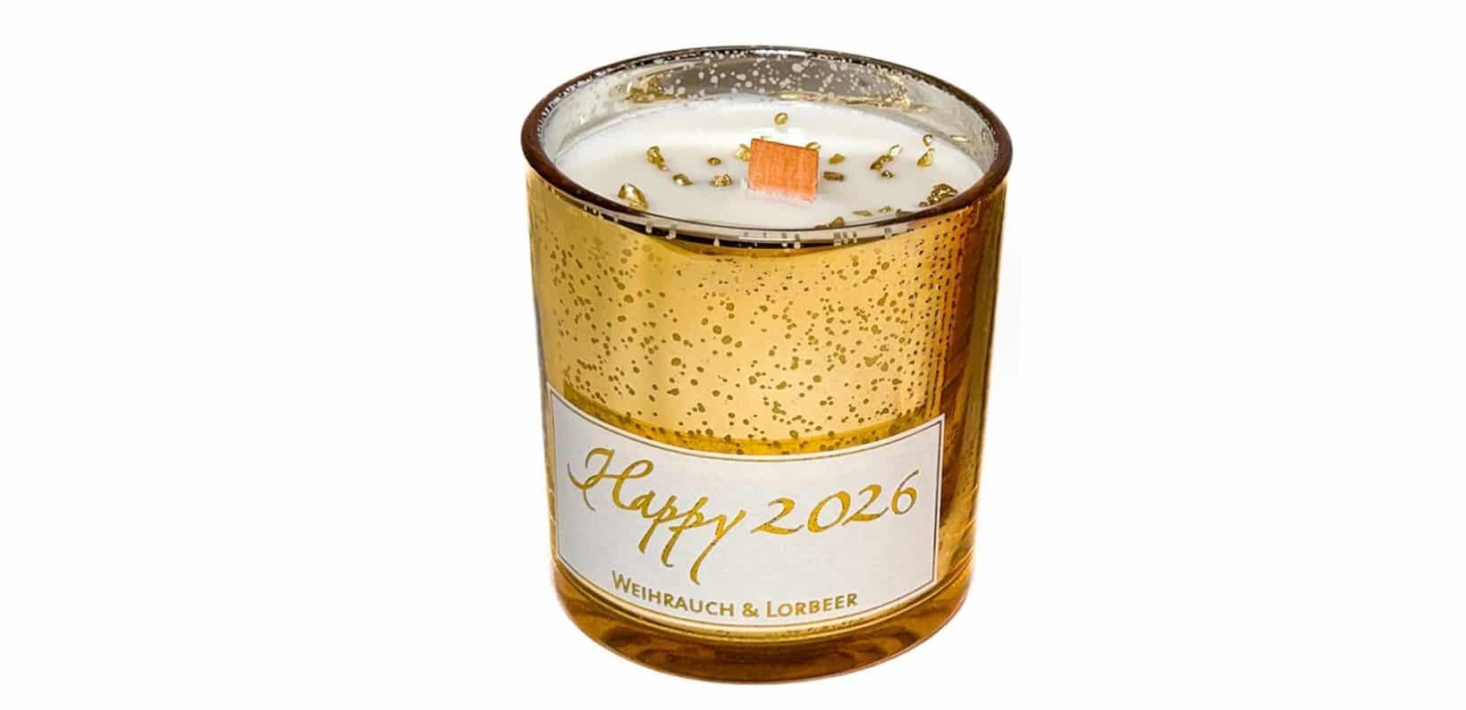 Happy 2026 Jahreskerzen Gold