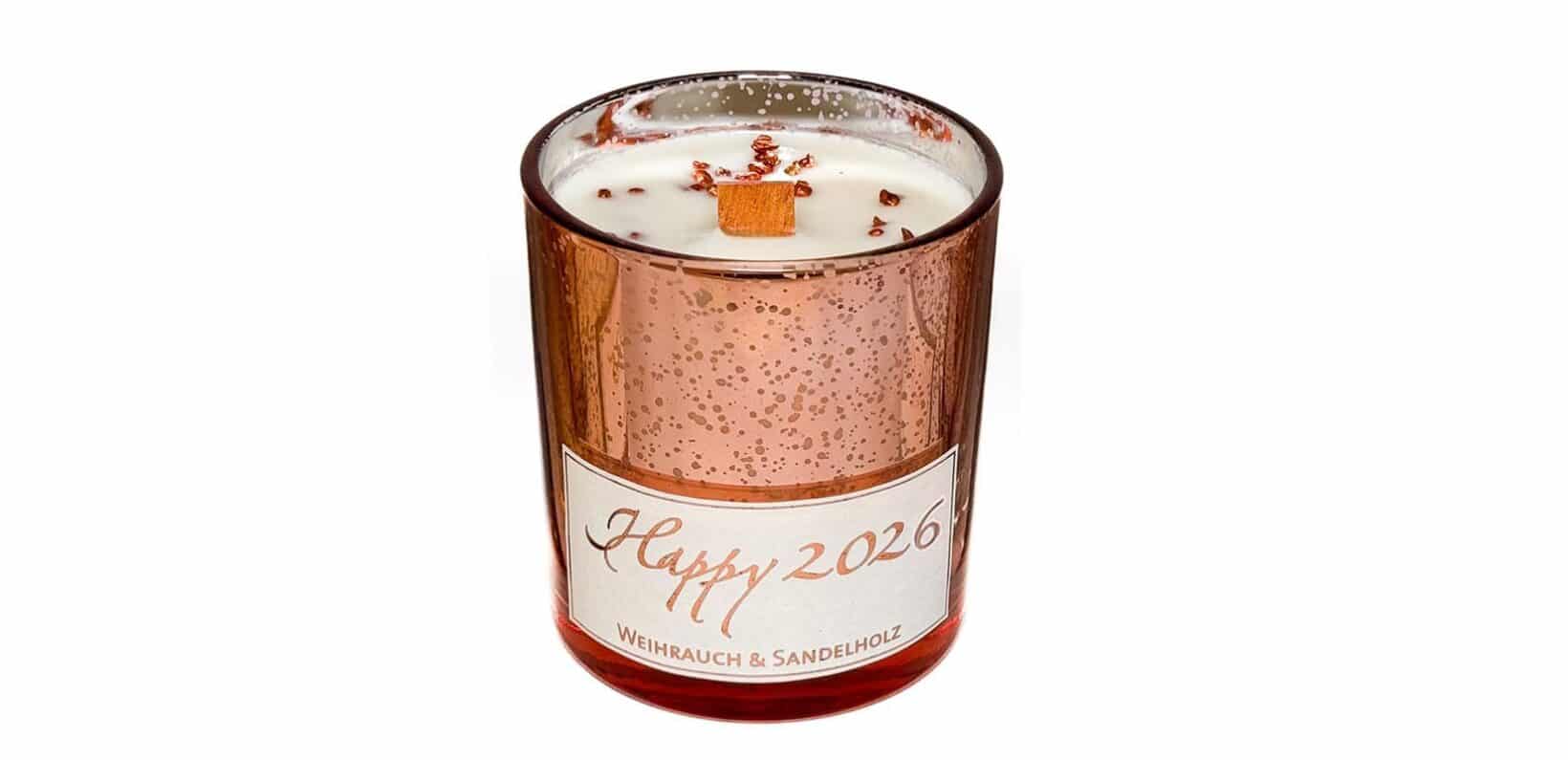 Happy 2026 Jahreskerzen Kupfer