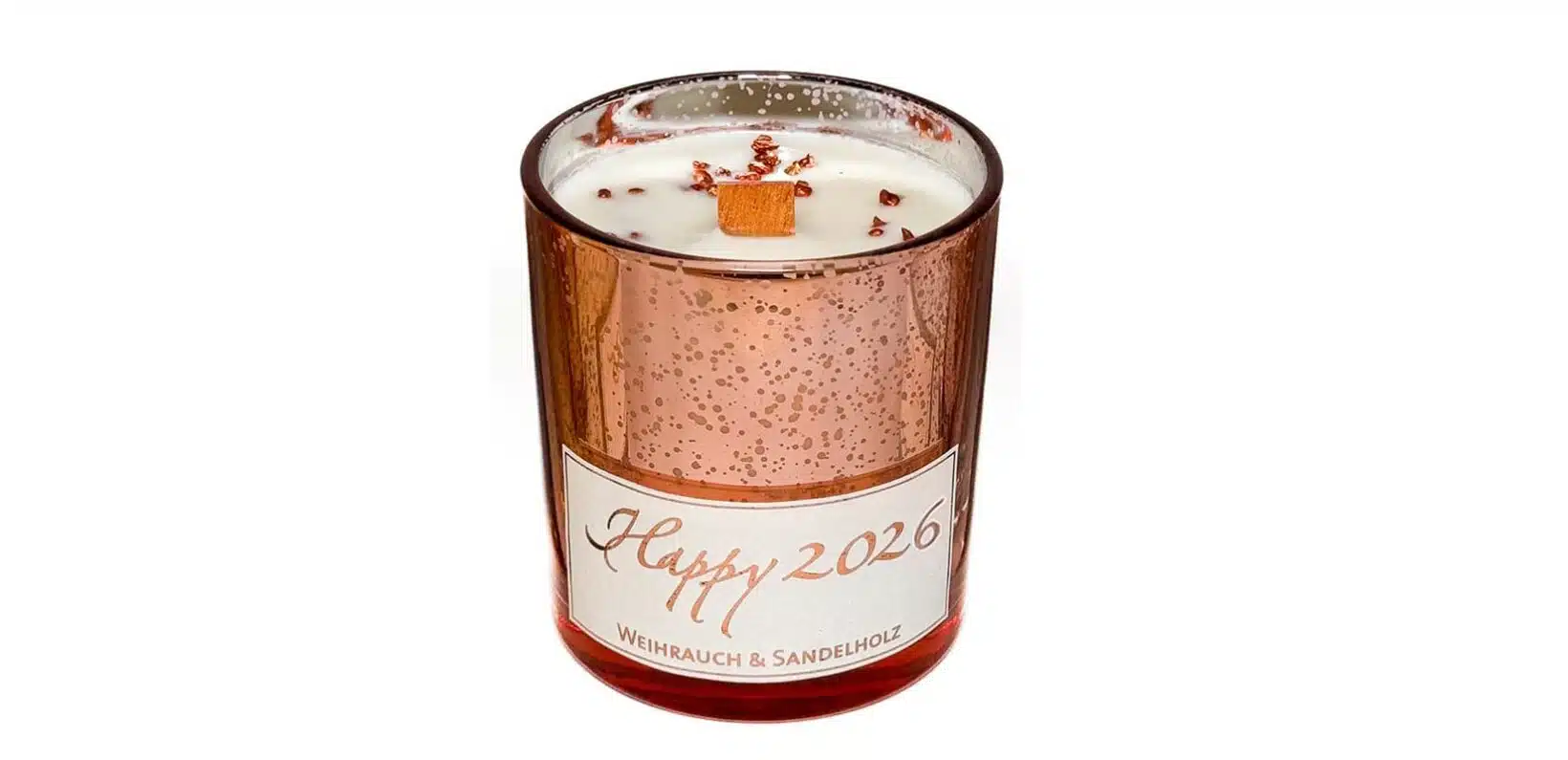 Happy 2026 Jahreskerzen Kupfer