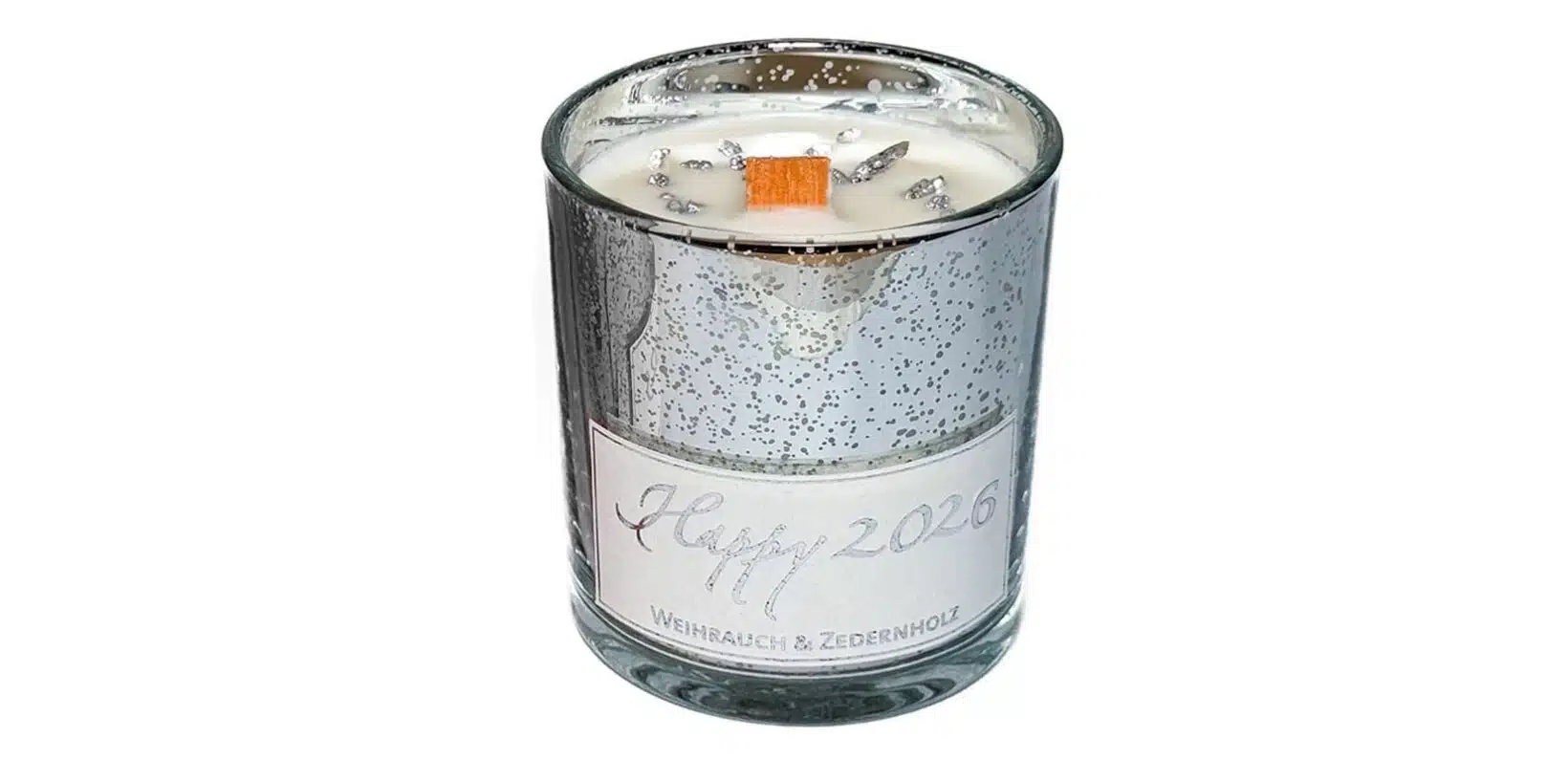 Happy 2026 Jahreskerzen Silber