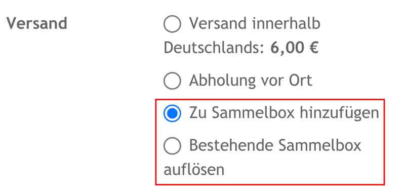 Hinweis Sammelbox Hinweis Sammelbox