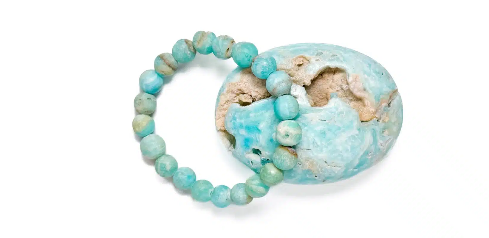 Armband mit Kraftstein-Perlen aus Blauem Aragonit