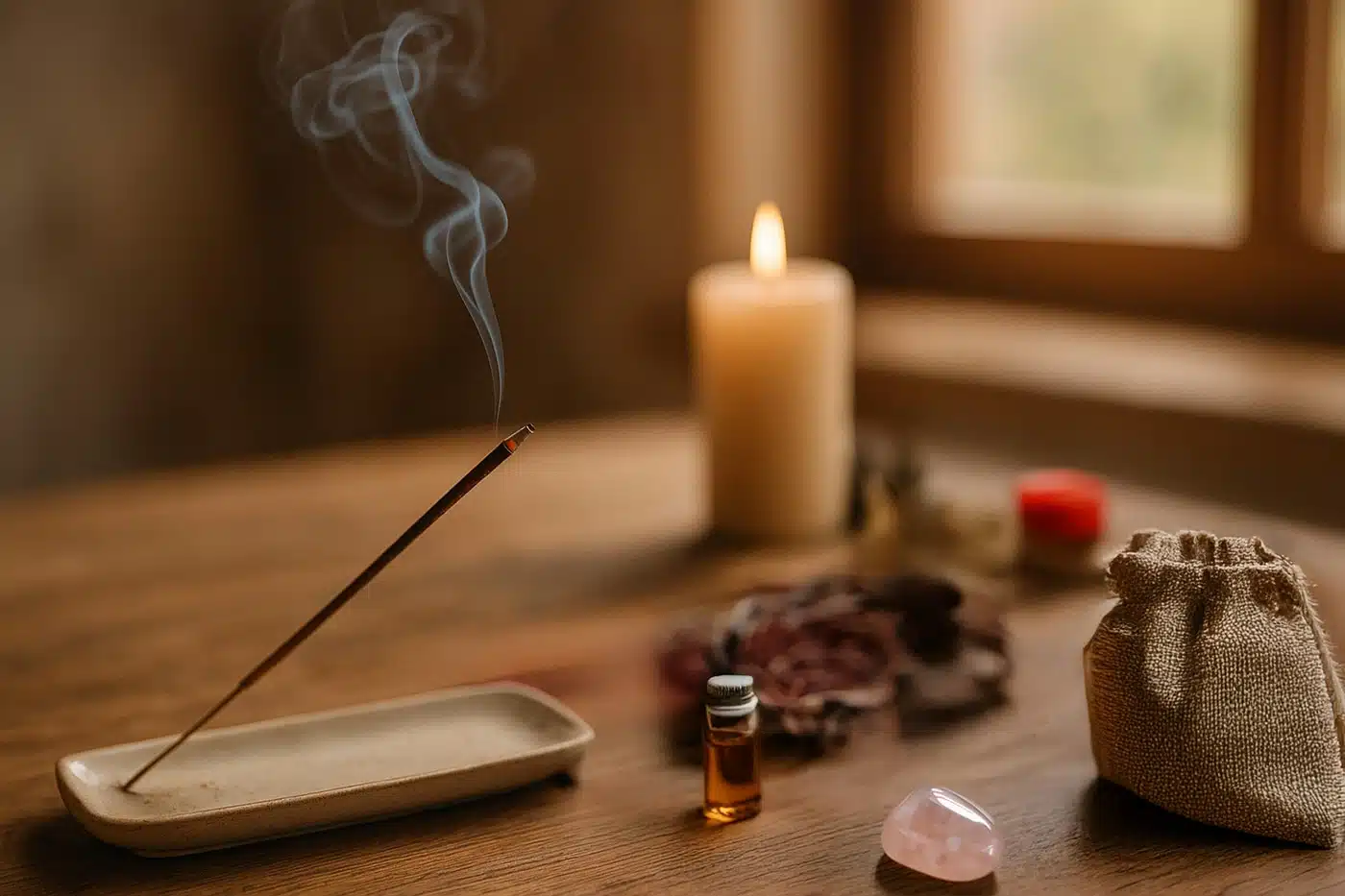 Ritual mit Räucherstäbchen