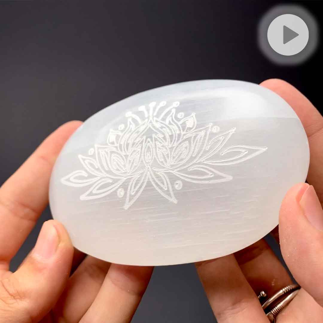 Selenit-Handschmeichler, Lotus, 10cm