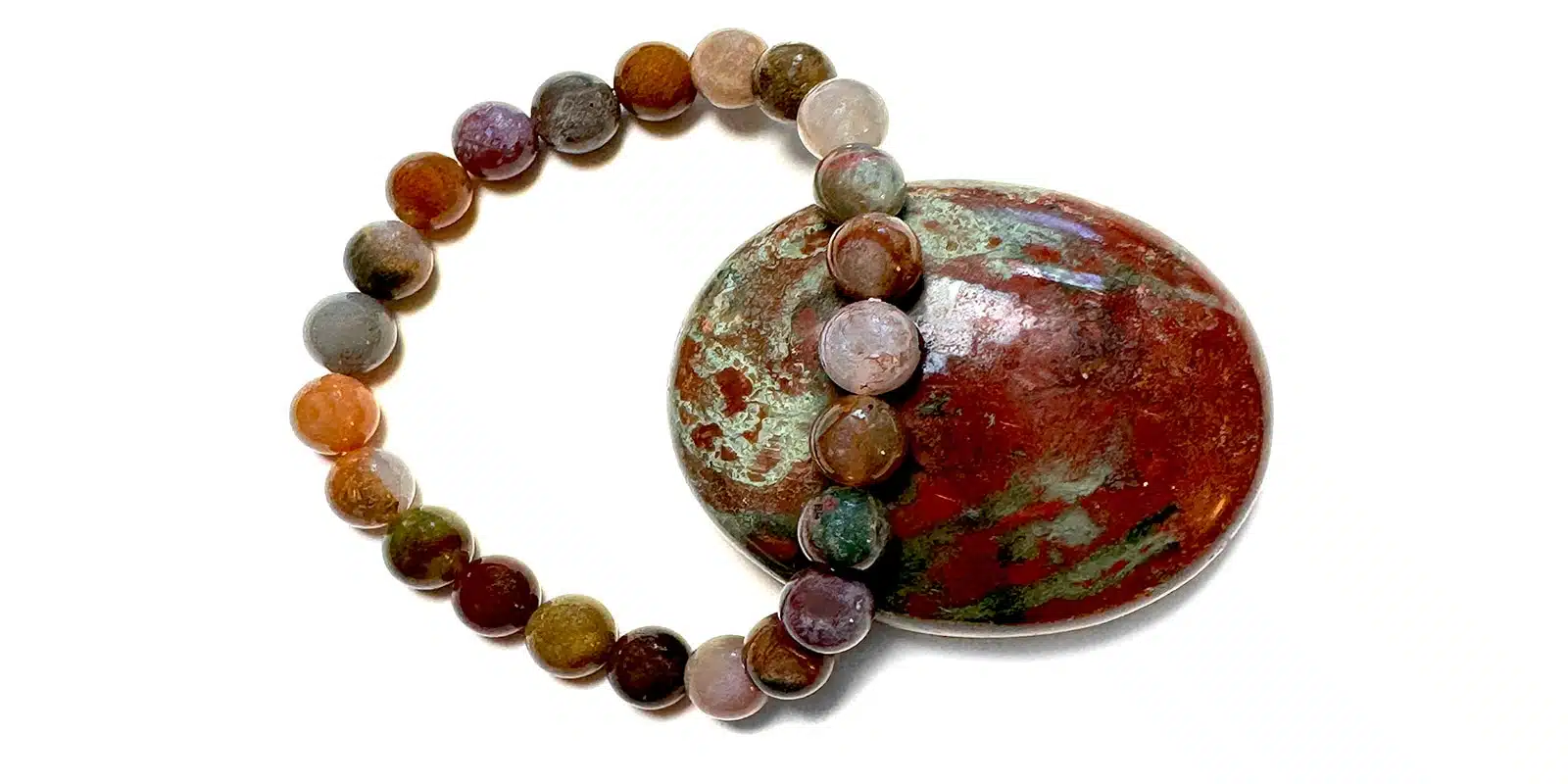 Armband mit Kraftstein-Perlen aus Sumatra-Moosachat